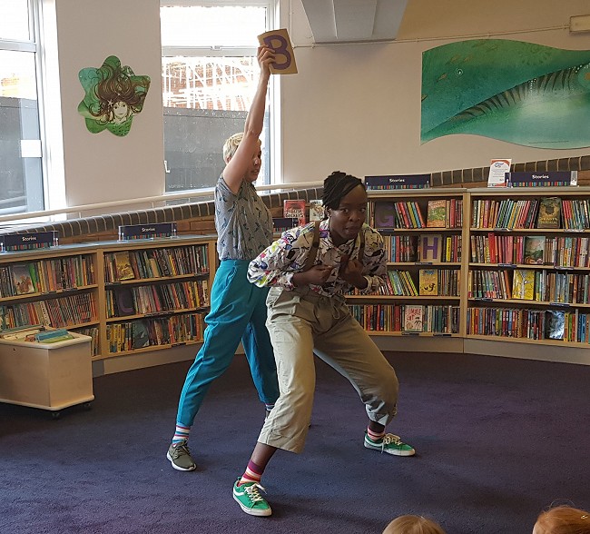 The Book Detectives by Made By Katie Green, performed by Amarnah Amuludun and Megan Griffiths, photographer Miriam Levy